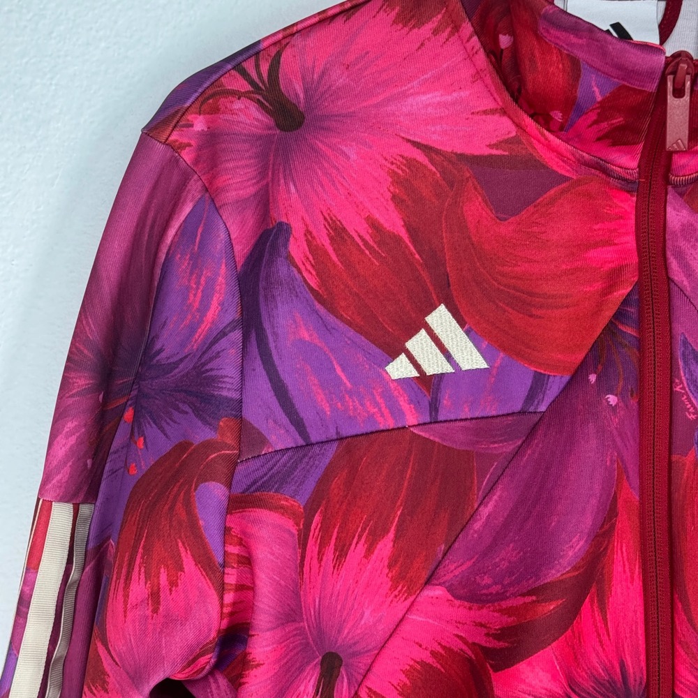 Adidas x FARM Rio Floral Tracksuit Set Pink Purple Jacket Pants Size M Tropical - Picture 7 of 11